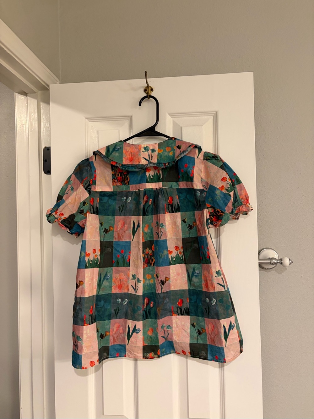 Gigio USA Garden Window Top Small Peter Pan Collar Floral Puff Sleeve - Picture 7 of 7
